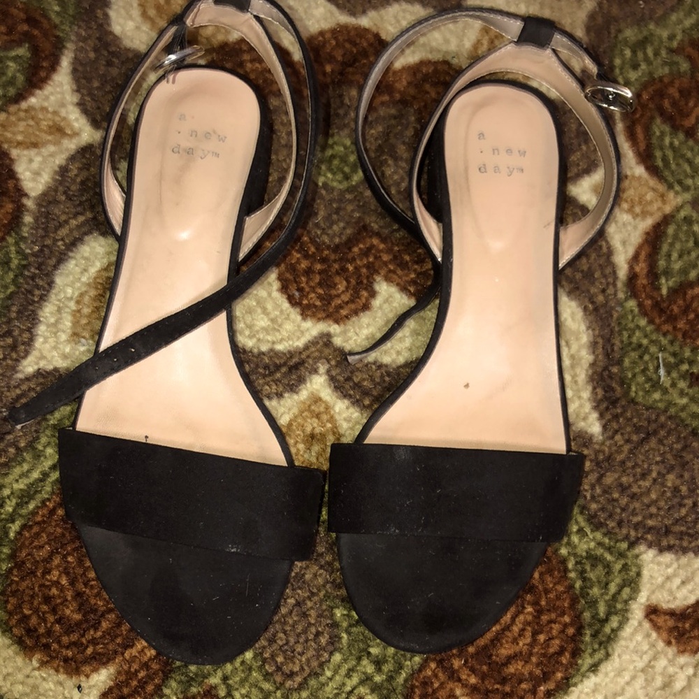 A new day black velvet strap sandals